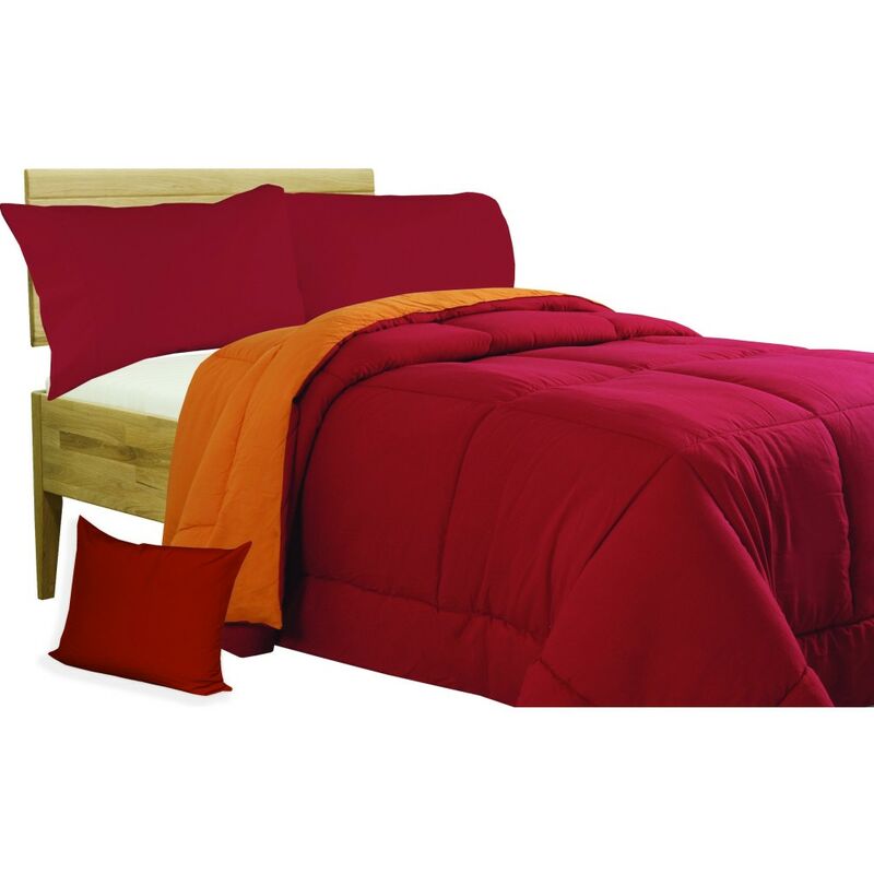 foto del prodotto tex family trapunta bx piumone tinta unita bordeaux arancio double face invernale 350 gr. con federa arredo singolo 1 piazza cm. 180x260