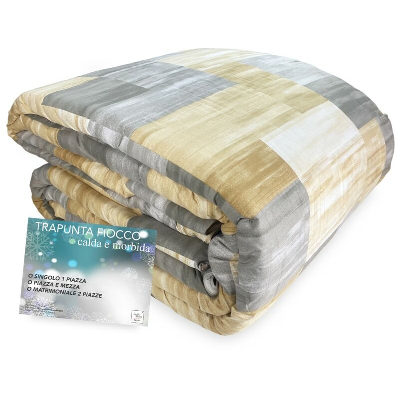 foto del prodotto tex family trapunta fiocco quadri beige piumone invernale made in italy 1 piazza
