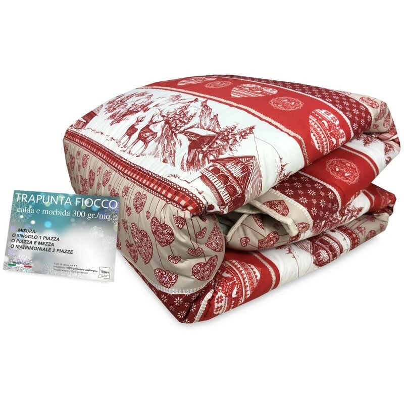 foto del prodotto tex family trapunta fiocco tirolese germagnano rosso piumone made in italy 1 piazza e mezza