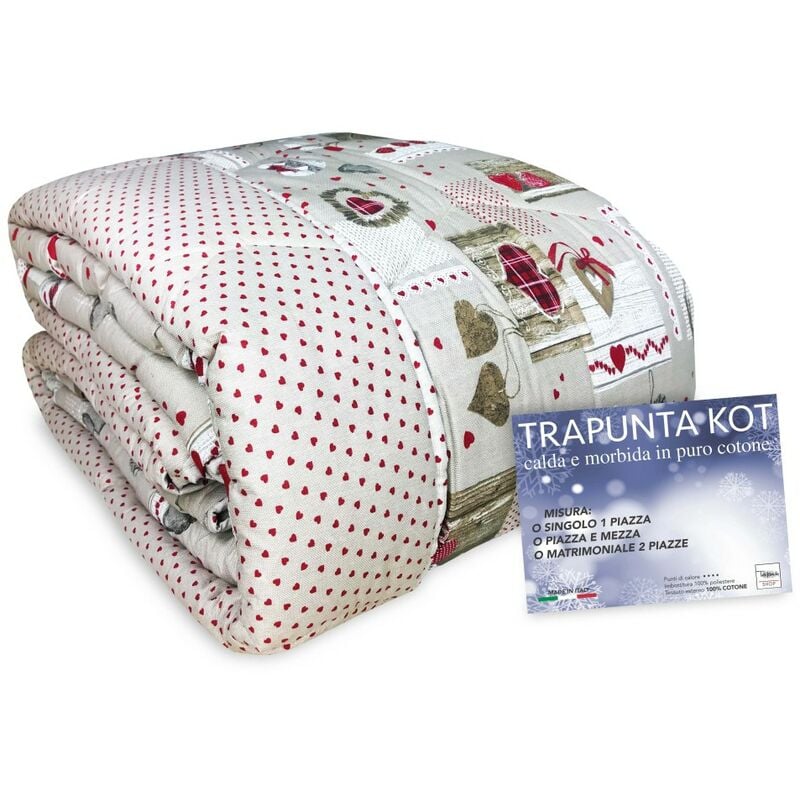 foto del prodotto tex family trapunta kot tirolese dis. cuore holly made in italy puro cotone 1 piazza e mezza