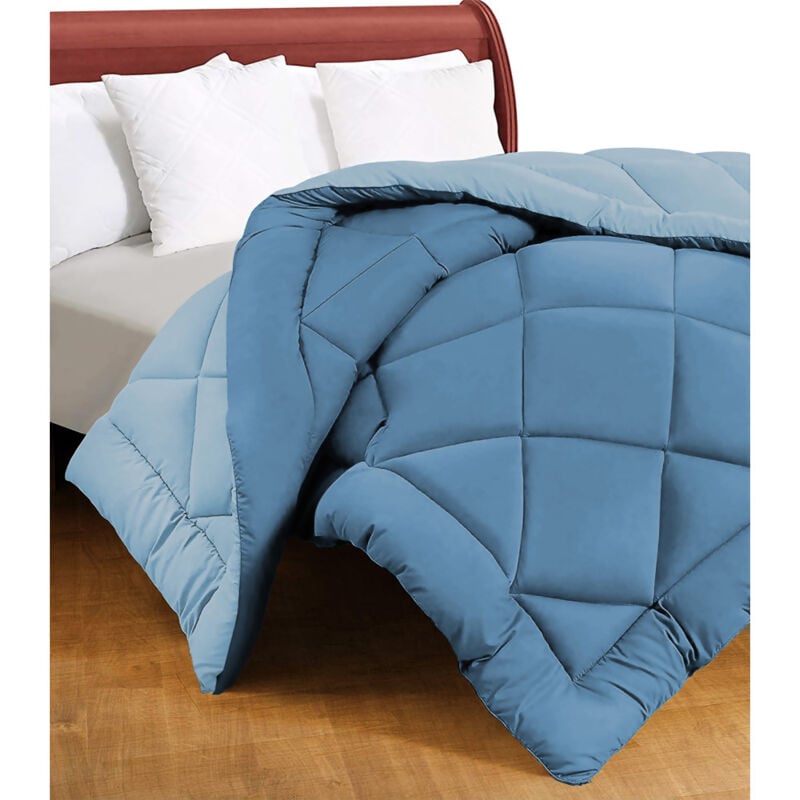 foto del prodotto tex family trapunta matrimoniale caldosogno double face blu 300 gr mq piumone invernale caldo e soffice 250x250 cm