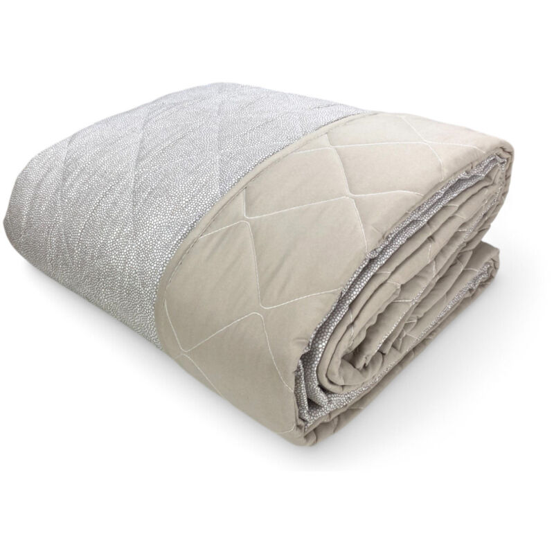 foto del prodotto tex family trapuntino fiocco copriletto trapuntato boy beige mezza stagione, microfibra morbida made in italy matrimoniale 2 piazze