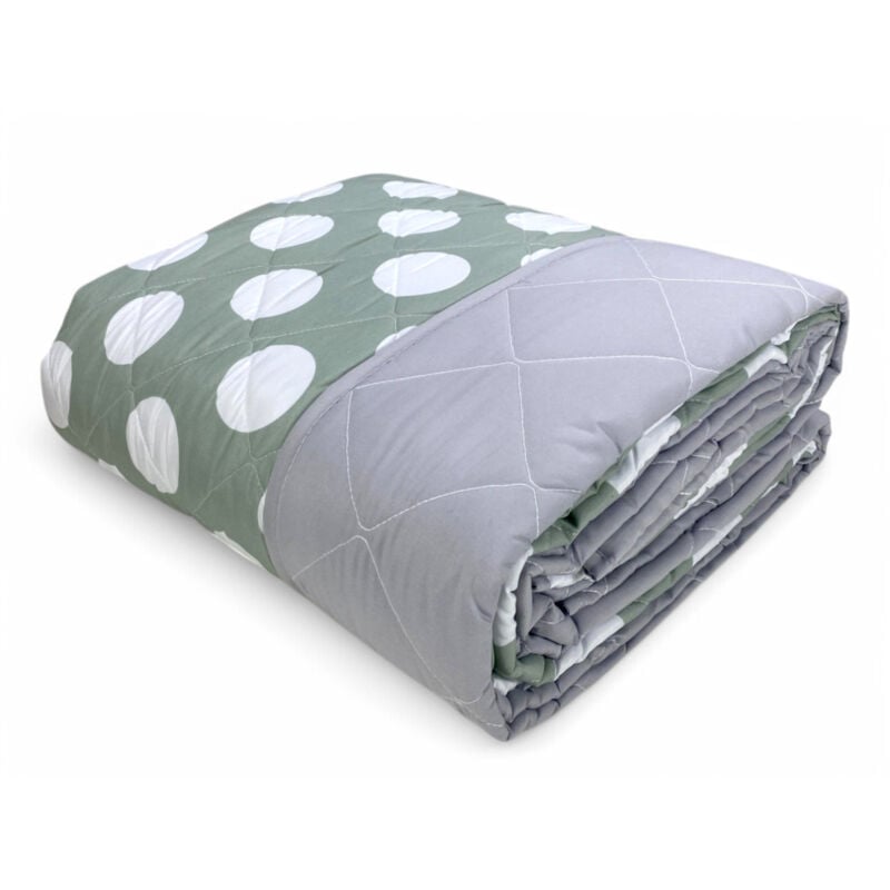 foto del prodotto tex family trapuntino fiocco copriletto trapuntato pois verde mezza stagione, morbida microfibra made in italy 1 piazza e mezza