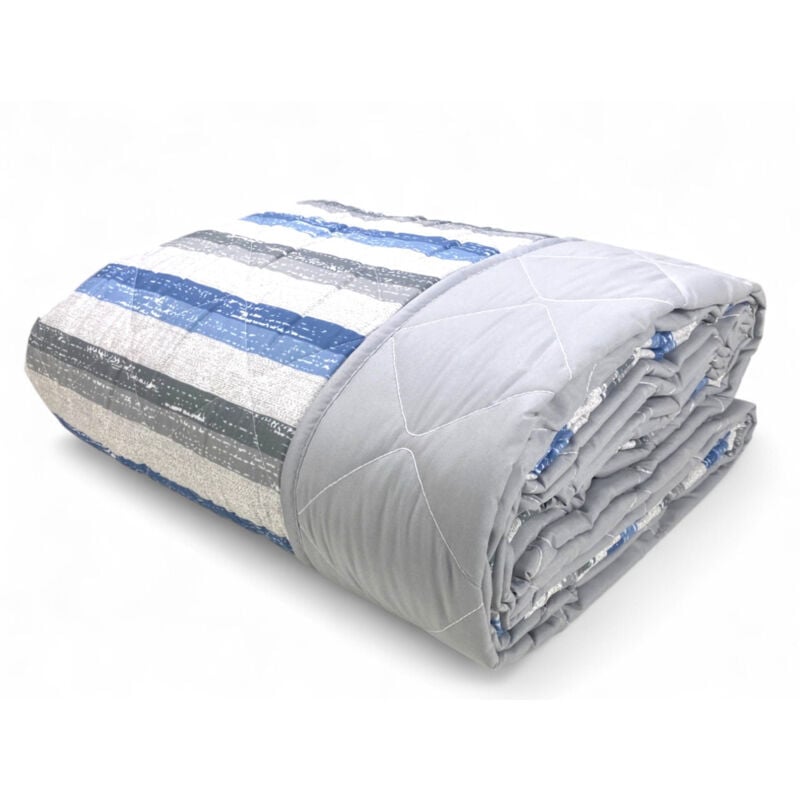 foto del prodotto tex family trapuntino rigato blu copriletto trapuntato mezza stagione microfibra morbida 100 gr m made in italy 1 piazza e mezza