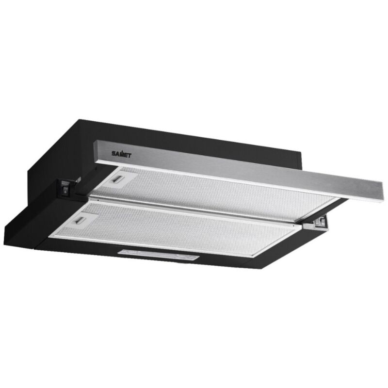 foto del prodotto tezeta cappa sottopensile newslim60 nero con frontalino estraibile inox samet