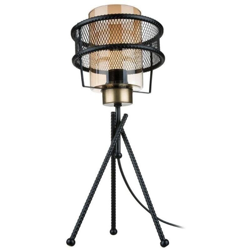 foto del prodotto tezeta lampada da tavolo in ferro intrecciato paralume vetro grande mdl3713