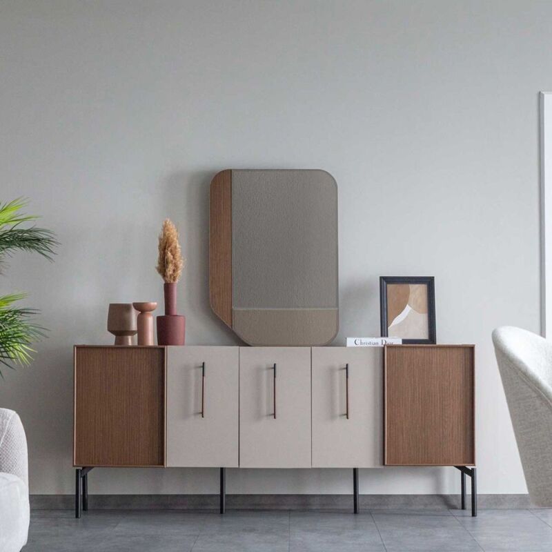 foto del prodotto tezeta madia vega 5 ante 195x45x83.5 cm colore dolunay beige e kaplan 321