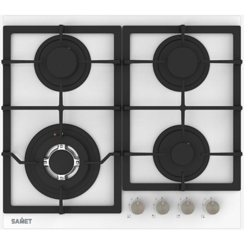 foto del prodotto tezeta piano cottura gas 4 fuochi 60 cm vetro bianco samet dafne60