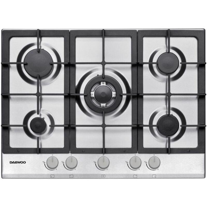 foto del prodotto tezeta piano cottura inox 5 fuochi gas daewoo 70 cm. h7g51m2it