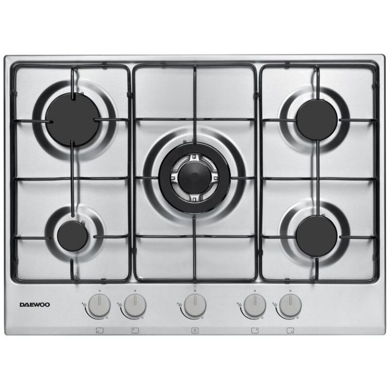 foto del prodotto tezeta piano cottura inox da 70 5 fuochi gas daewoo h7g51l2it