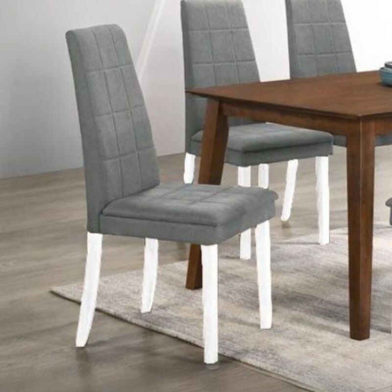 foto del prodotto tezeta sedia imbottita con struttura in legno bianco e tessuto grigio tim