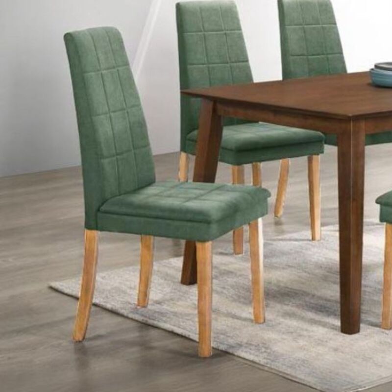 foto del prodotto tezeta sedia imbottita con struttura in legno rovere e tessuto verde tim