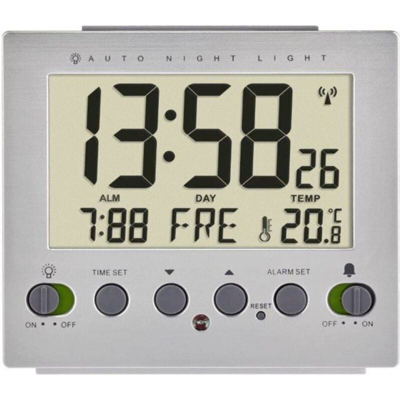 foto del prodotto tfa dostmann 60.2561.55 radiocontrollato sveglia argento tempi di allarme 1