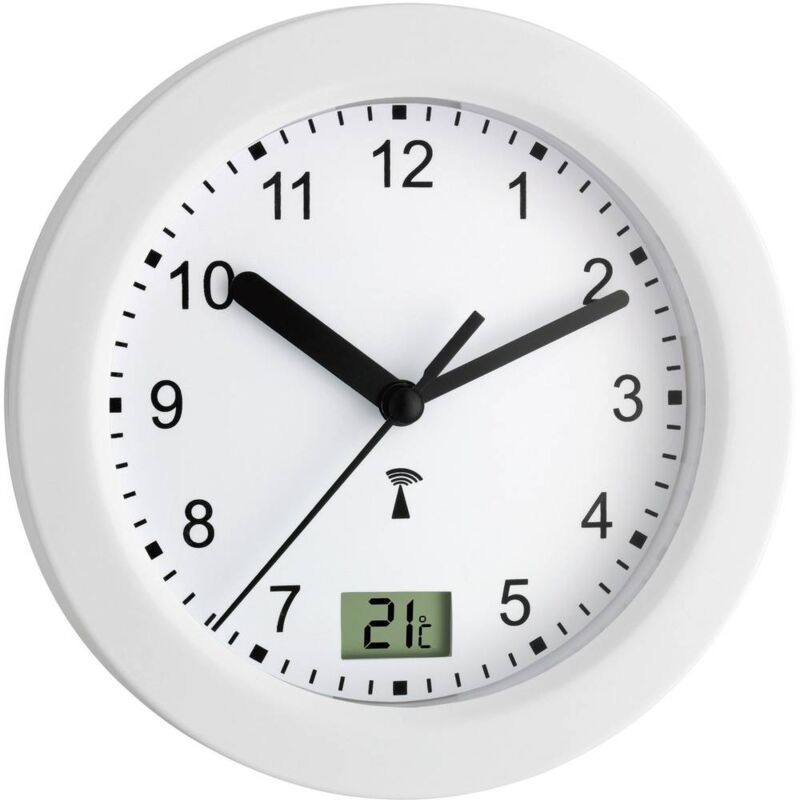 foto del prodotto tfa dostmann 60.3501 radiocontrollato orologio da parete 17.5 cm x 5.5 cm bianco adatto per bagno e ambienti umidi