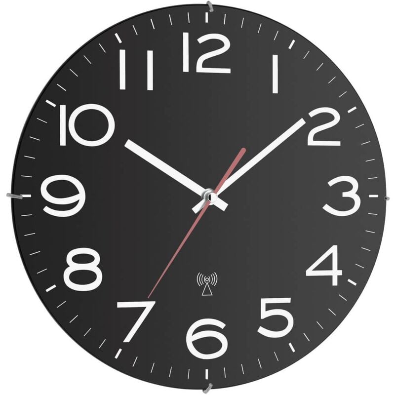 foto del prodotto tfa dostmann 60.3509 radiocontrollato orologio da parete 300 mm x 40 mm nero
