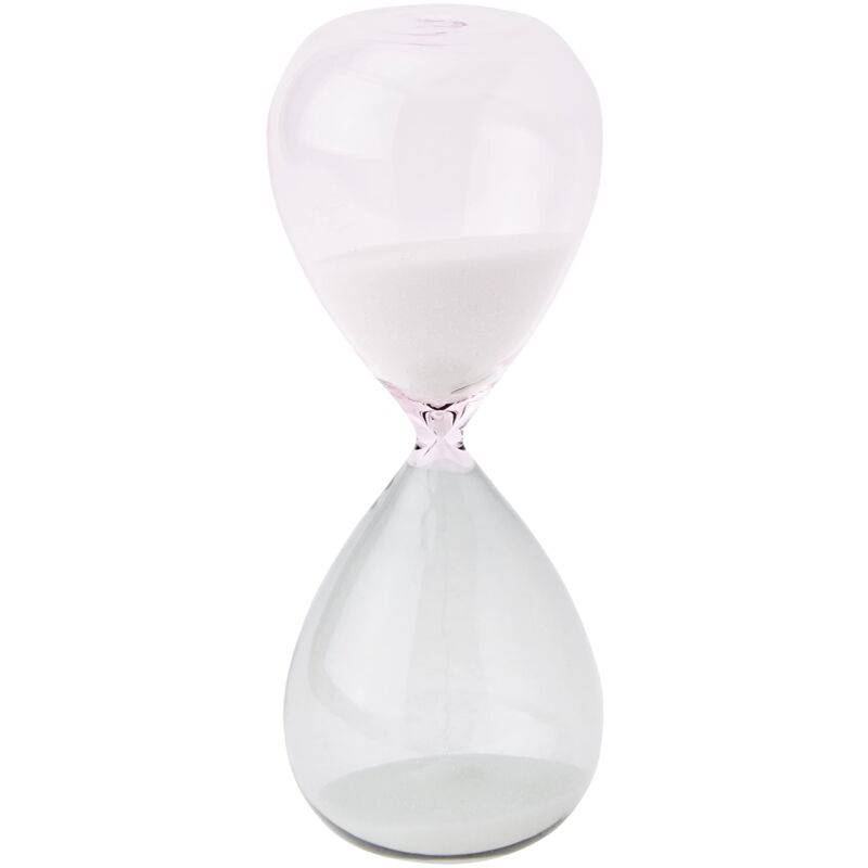 foto del prodotto tfa dostmann clessidra 15 minuti, in vetro, timer, decorazione da tavolo, grigio, rosa, sabbia, l 73 x h 190 mm