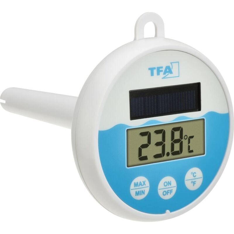 foto del prodotto tfa dostmann digitales solar poolthermometer termometro da piscina bianco, turchese 30.1068.02