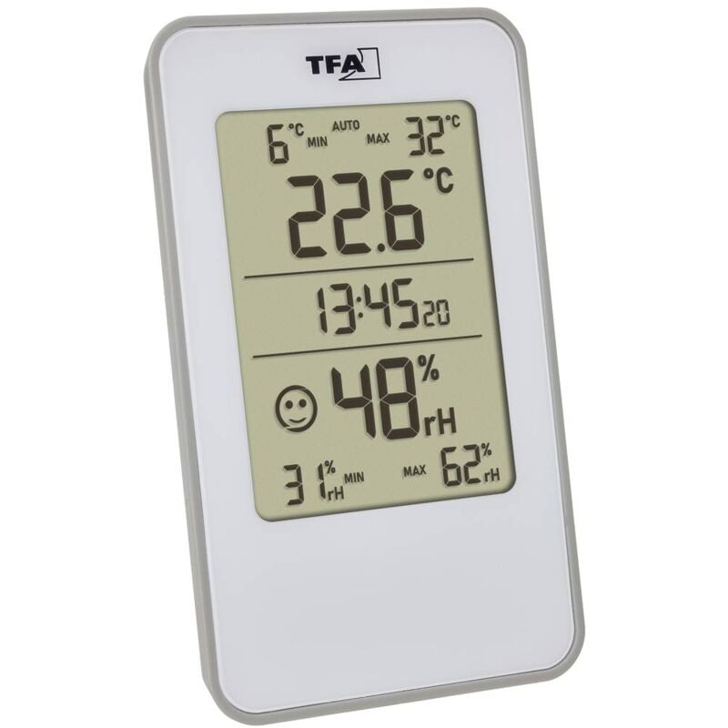 foto del prodotto tfa dostmann digitales thermo hygrometer termoigrometro bianco 30.5057.02