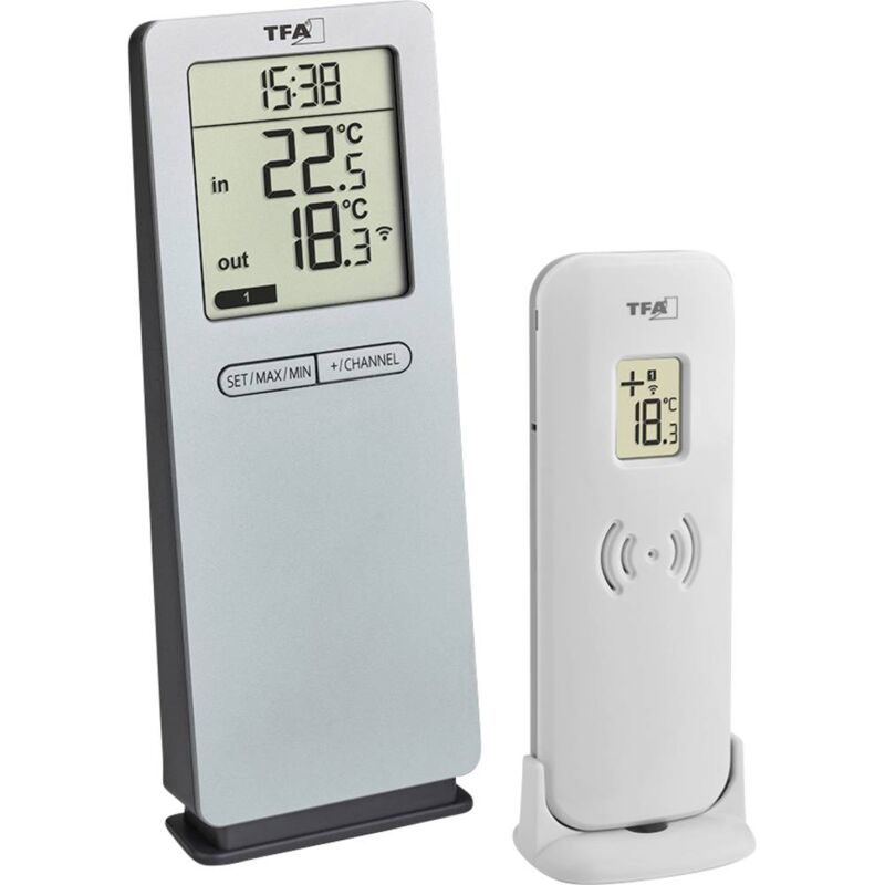foto del prodotto tfa dostmann funk thermometer logoneo termometro digitale senza fili argento 30.3071.54