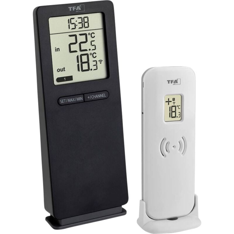 foto del prodotto tfa dostmann funk thermometer logoneo termometro digitale senza fili nero 30.3071.01