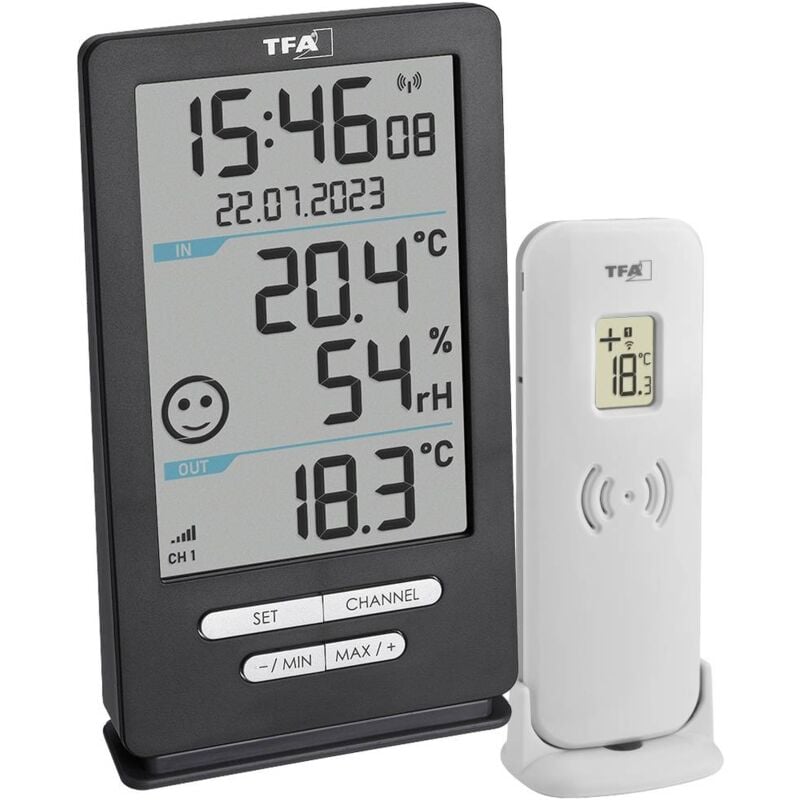 foto del prodotto tfa dostmann funk thermometer xena home termometro digitale senza fili antracite 30.3074.10