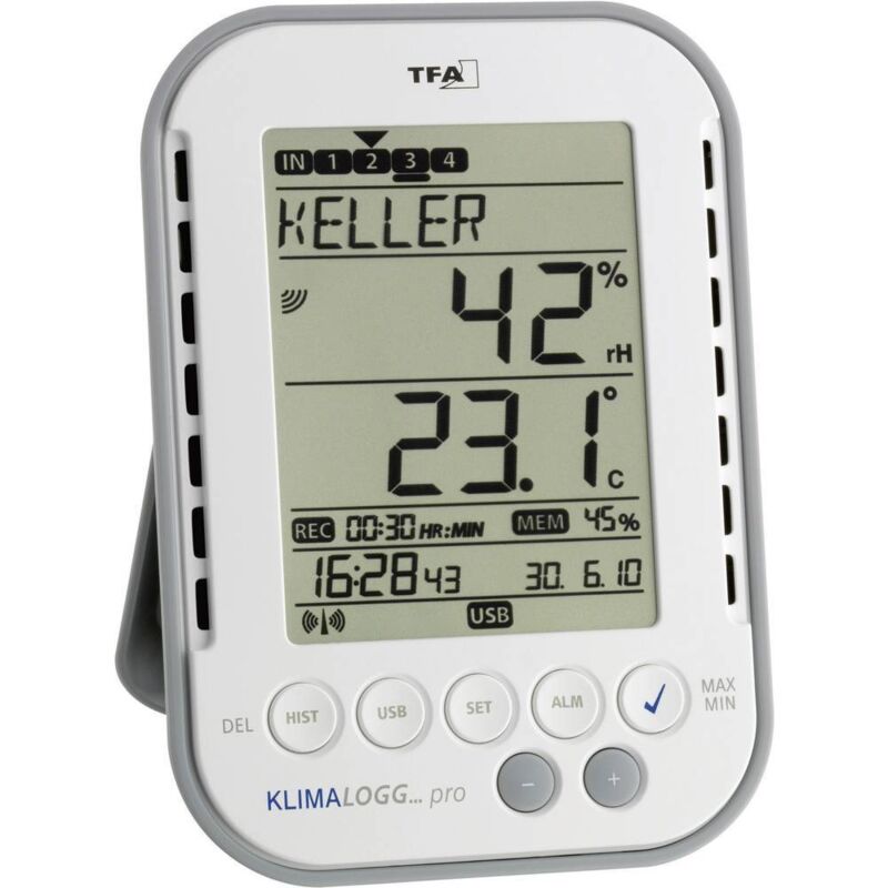foto del prodotto tfa dostmann klimalogg pro igrometro 1 ur 99 ur datalogger e interfaccia usb senza fili, indicatore punto di rugiad