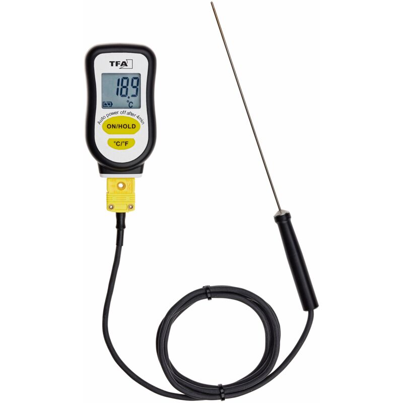 foto del prodotto tfa dostmann sous vide 14.1552.01 termometro digitale con sensore in acciaio inox, con nastro in schiuma per sigillare, nero, lunghezza 42 x