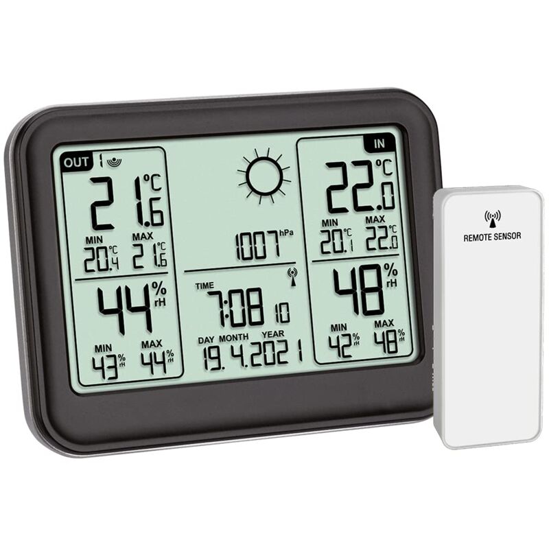 foto del prodotto tfa dostmann stazione meteorologica radiocontrollata memo, 35.1141.01, temperatura e umidit , valori massimi e minimi, previsioni del tempo, con