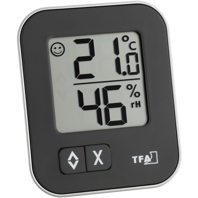 foto del prodotto tfa dostmann termo igrometro digitale moxx, 30.5026.01, temperatura e umidit interna, clima ambientale, livello di comfort, nero
