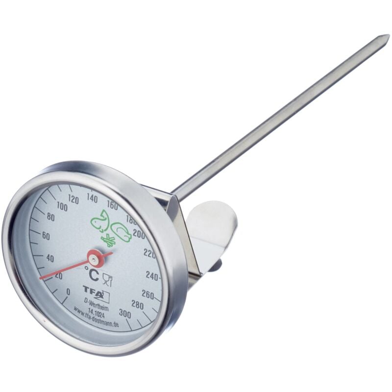 foto del prodotto tfa dostmann termometro analogico per grassi, temperatura dei grassi di frittura, acciaio inox, con clip di montaggio, con raccomandazioni di