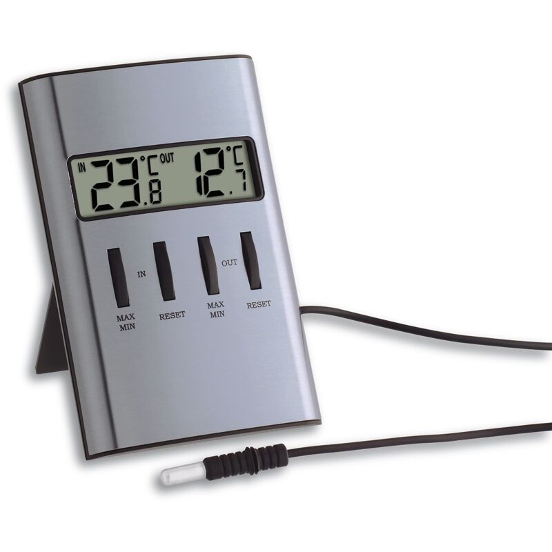 foto del prodotto tfa dostmann termometro digitale per interni ed esterni, temperatura interna esterna, valori massimi e minimi, monitoraggio congelatore acquario,