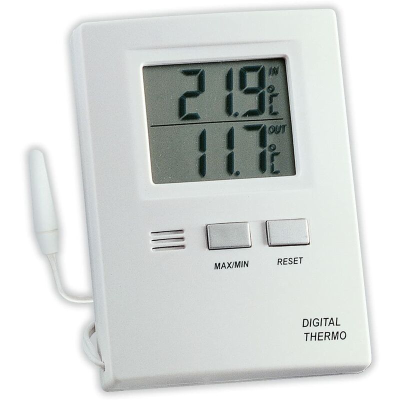 foto del prodotto tfa dostmann termometro digitale per interni esterni con cavo 300 cm , 30.1012, display funzionale, valori massimi e minimi, temperatura interna