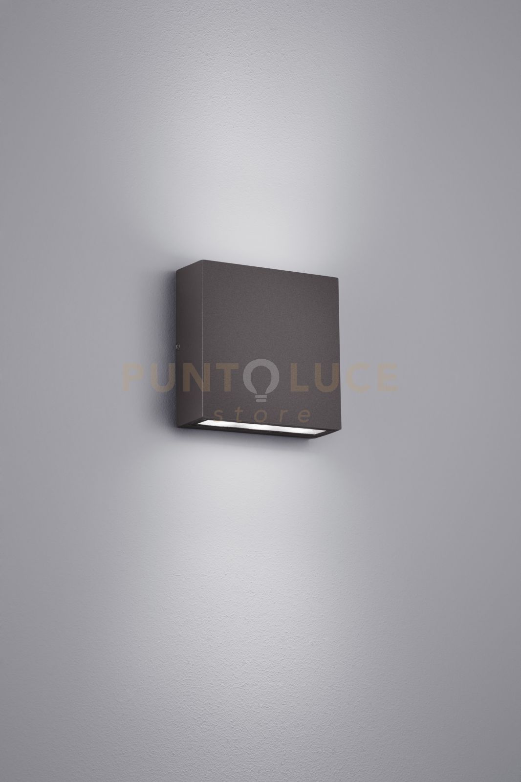 foto del prodotto thames applique 2 led 6w 680lm, 3000k quadrata antracite bi emissione 14xh14