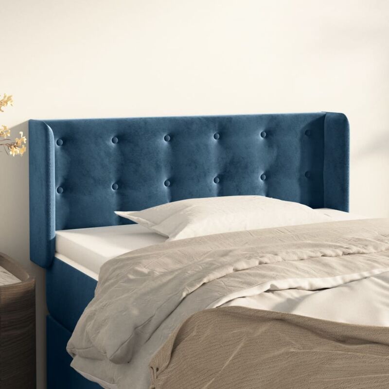 foto del prodotto the living store furniture limited testiera ad orecchio blu scuro 83x16x78 88 cm
