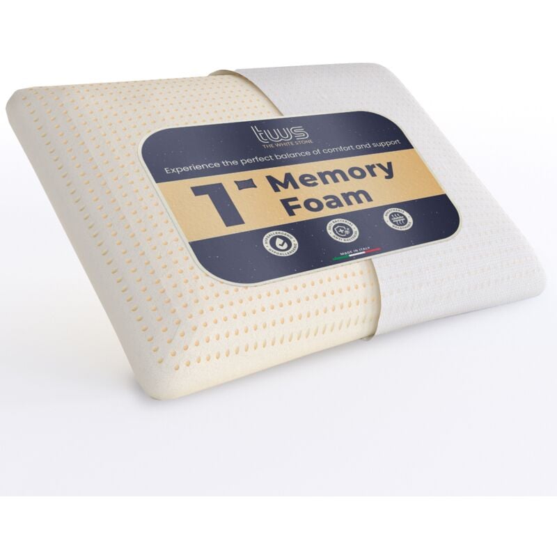 foto del prodotto the white stone guanciale memory foam 40 x 70 cm altezza 11 cm cuscino cervicale ipoallergenico, ergonomico e traspirante funzione antisoffoco e
