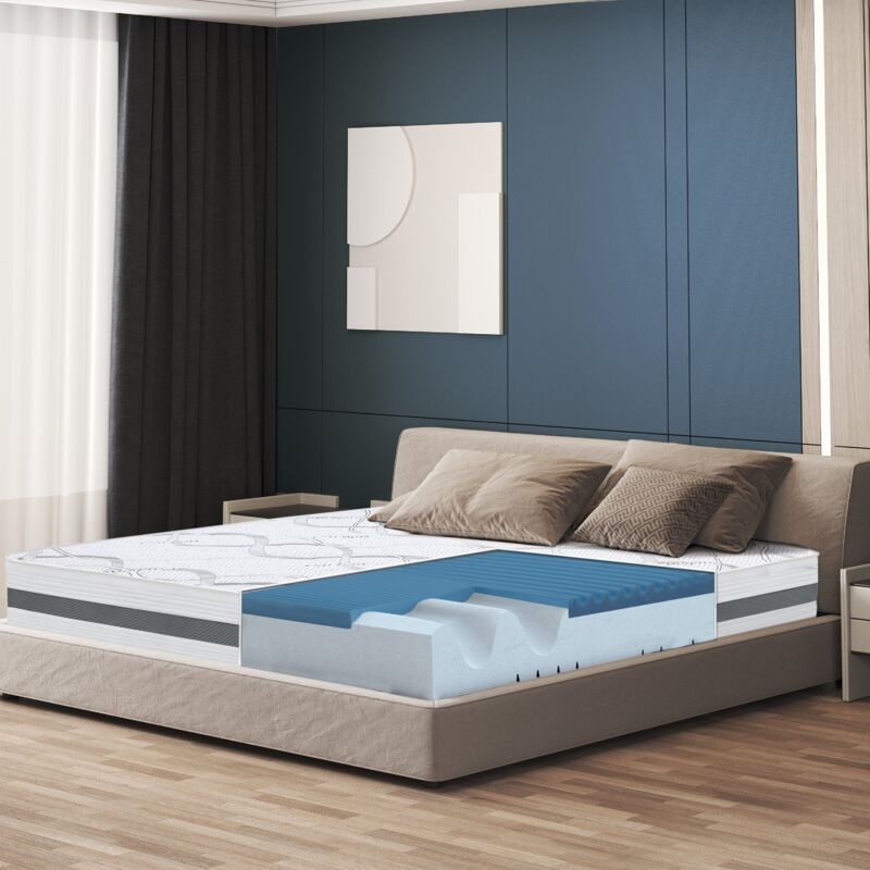foto del prodotto the white stone - materasso in memory foam 175 x 195 altezza 22 cm tessuto anallergico e traspirante proprietà ortopediche e automodellanti