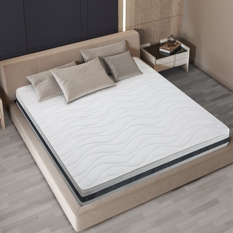foto del prodotto the white stone materasso una piazza e mezza 120 x 200 in waterfoam ipoallergenico altezza 16 cm imbottitura in ovatta e rivestimento in tessuto 3d
