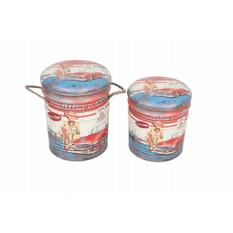 foto del prodotto theodore set di 2 pouf contenitore tondo poggiapiedi