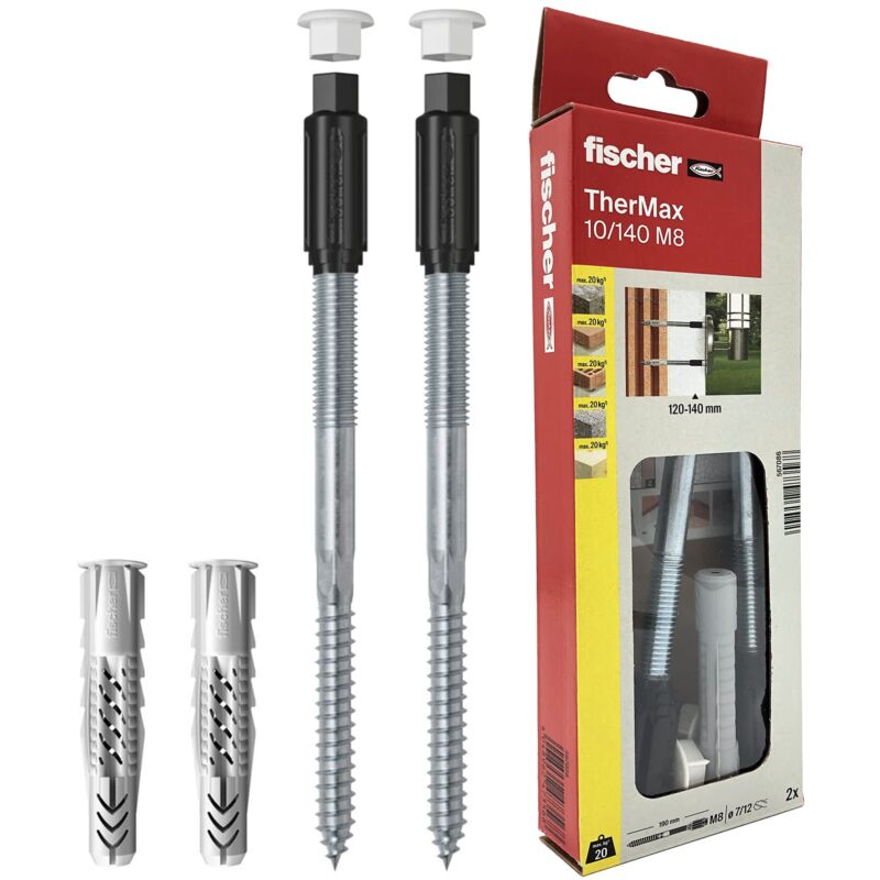 foto del prodotto thermax 10 140 m8 kit 2 pz tasselli per fissaggio su cappotto isolante max 140 mm fischer