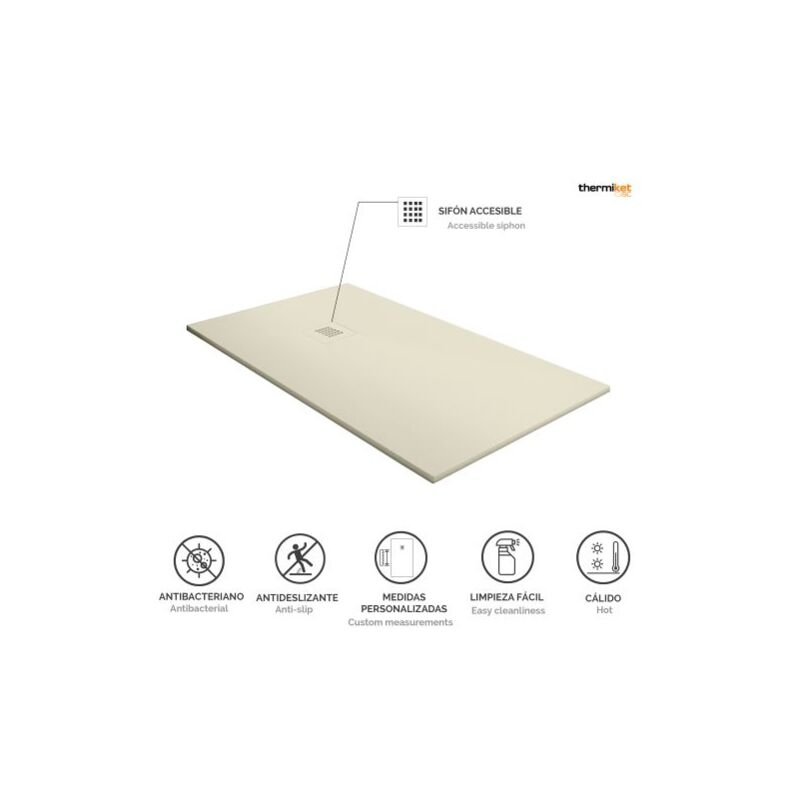 foto del prodotto thermiket piatto doccia in resina 80x80cm panna ral 1013