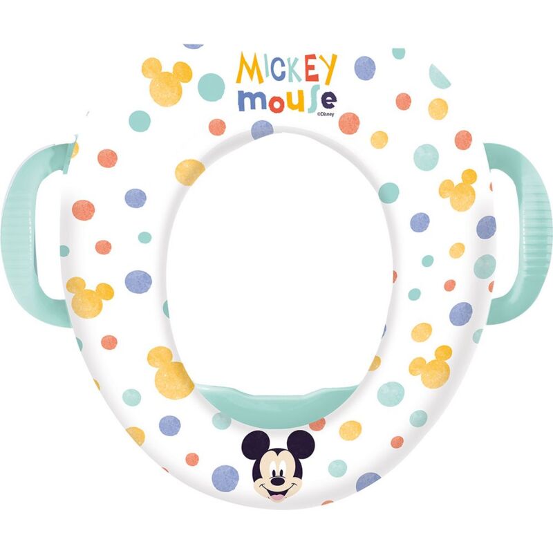 foto del prodotto thermobaby riduttore wc bambini disney mickey mouse, in plastica senza bpa, con due maniglie, morbido, lavabile e riutilizzabile