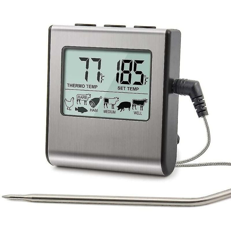 foto del prodotto thermopro tp 16 grande display lcd digitale per alimenti, cottura, carne, affumicatore, forno, cucina, barbecue, grill, termometro, orologio, timer