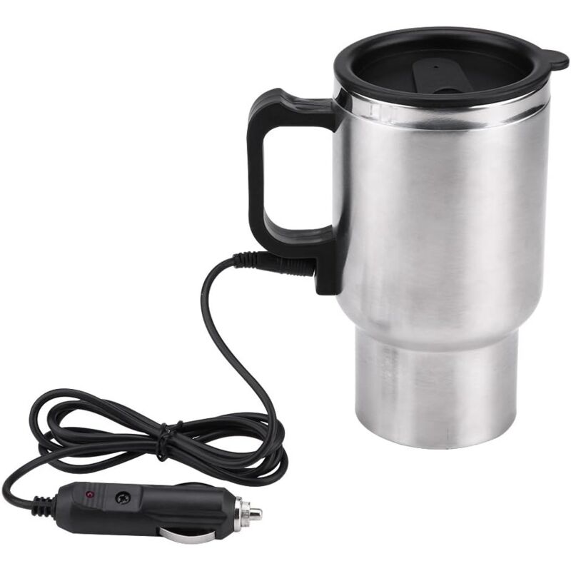 foto del prodotto thermos elettrico da 450 ml, tazza riscaldante da viaggio in acciaio inossidabile, per auto, 12 v, con coperchio anti goccia per riscaldare l acqua.