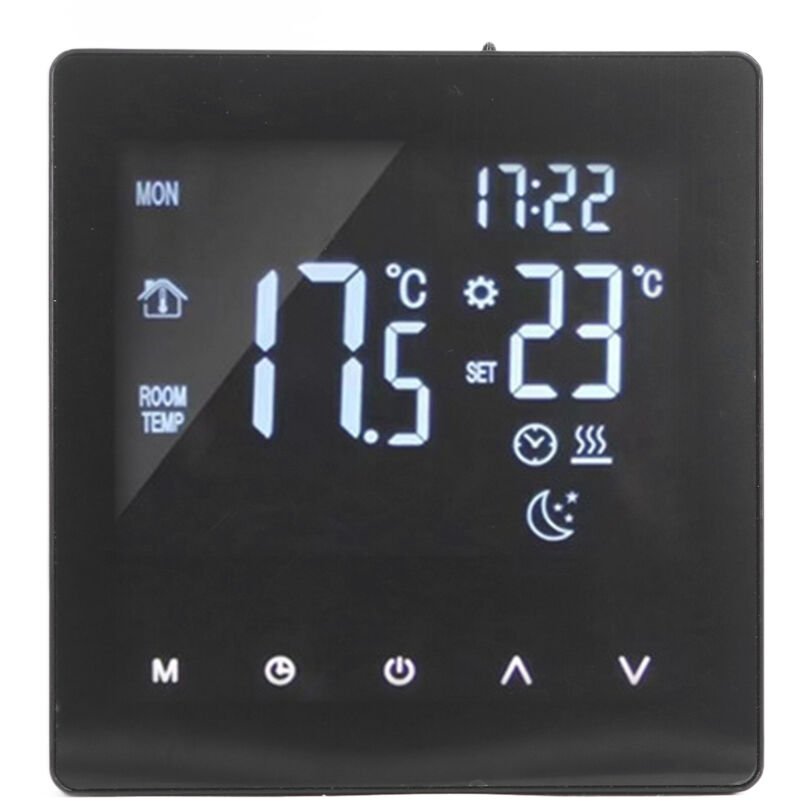 foto del prodotto thermostat num rique avec cran lcd, programmable, intelligent, tactile, contr leur de chaudière à eau chaude au sol, noir, ac90-240 v, k2mrh3a