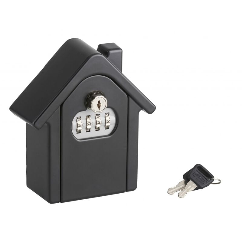 foto del prodotto thirard cassetta portachiavi keybox a forma di casa con combinazione a 4 cifre, 2 chiavi di riserva, nero satinato