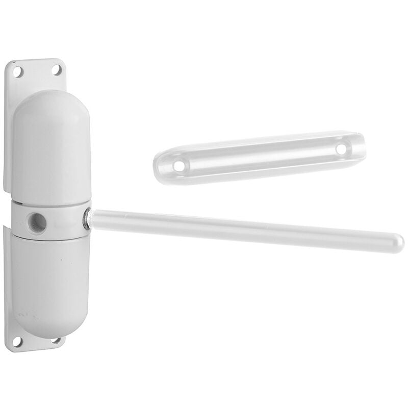 foto del prodotto thirard chiudiporta spingiporta automatico a molla per porte, con scivolo, acciaio, bianco