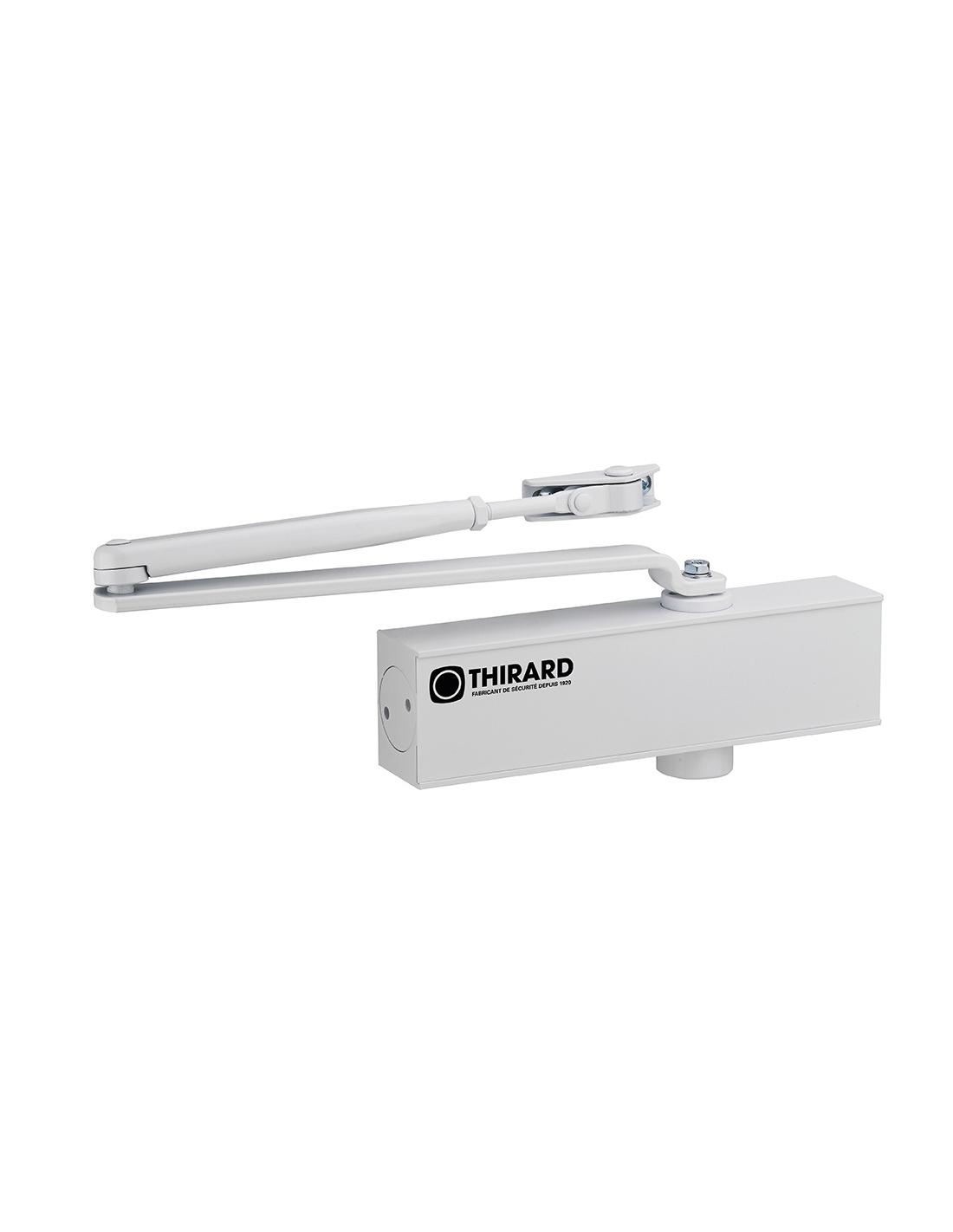 foto del prodotto thirard chiudiporta spingiporta automatico idraulico, portata 60kg, forza 3, bianco, reversibile braccio standard, certificazione antincendio