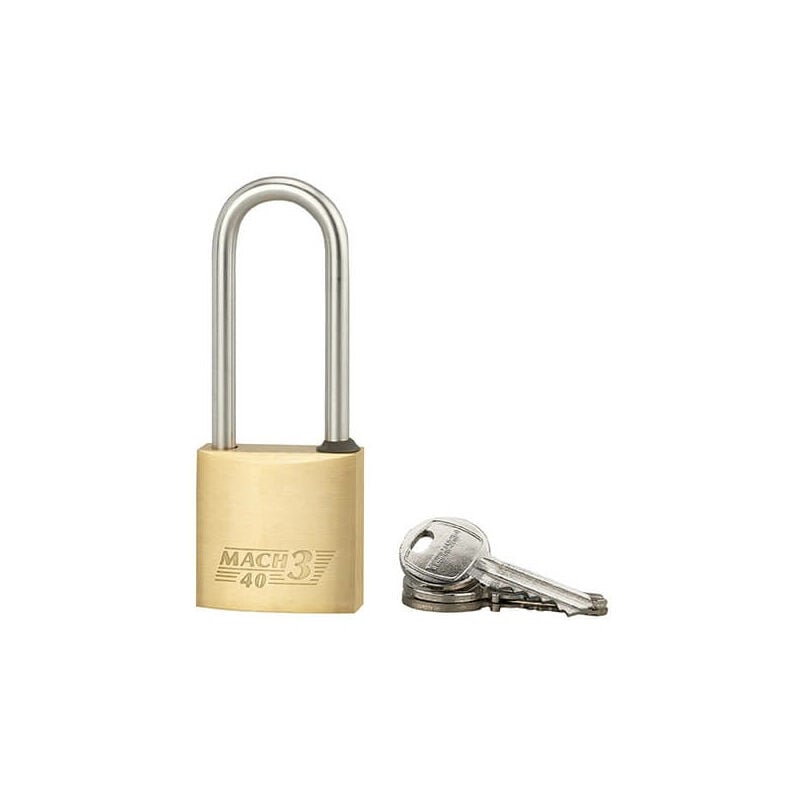 foto del prodotto thirard lucchetto mach 3 40mm arco semialto acciaio inox, ottone, da esterno, anticorrosione, 3 chiavi