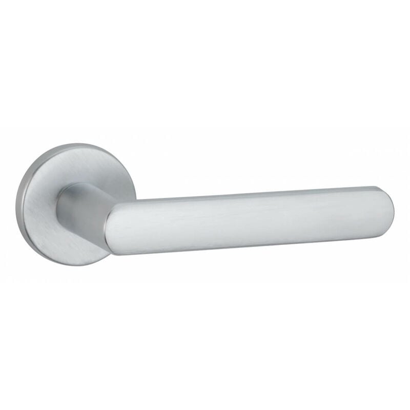 foto del prodotto thirard maniglia di design solis, per porta, su rosetta tonda, cromo satinato frosio bortolo
