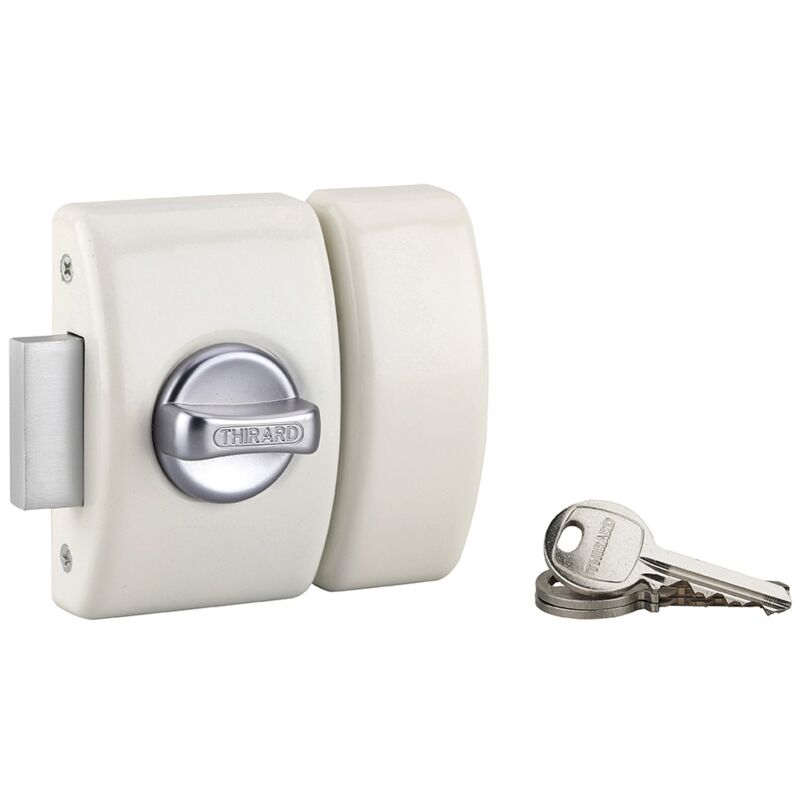 foto del prodotto thirard serratura da applicare a chiavistello, con pomolo, design 5 per porta d ingresso, cilindro 45mm, acciaio, 3 chiavi, bianco